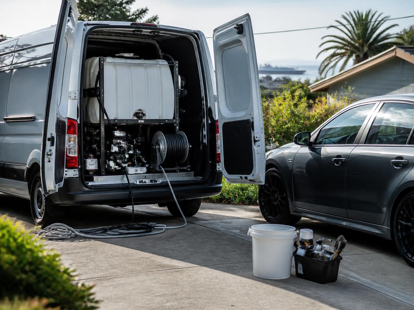 Mobile detailing van fully equipped for on-site service